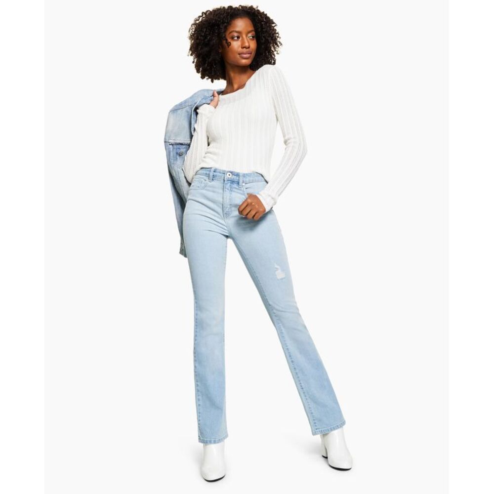 Style & Co High Rise Vintage Classic Distressed Boot Cut Jeans